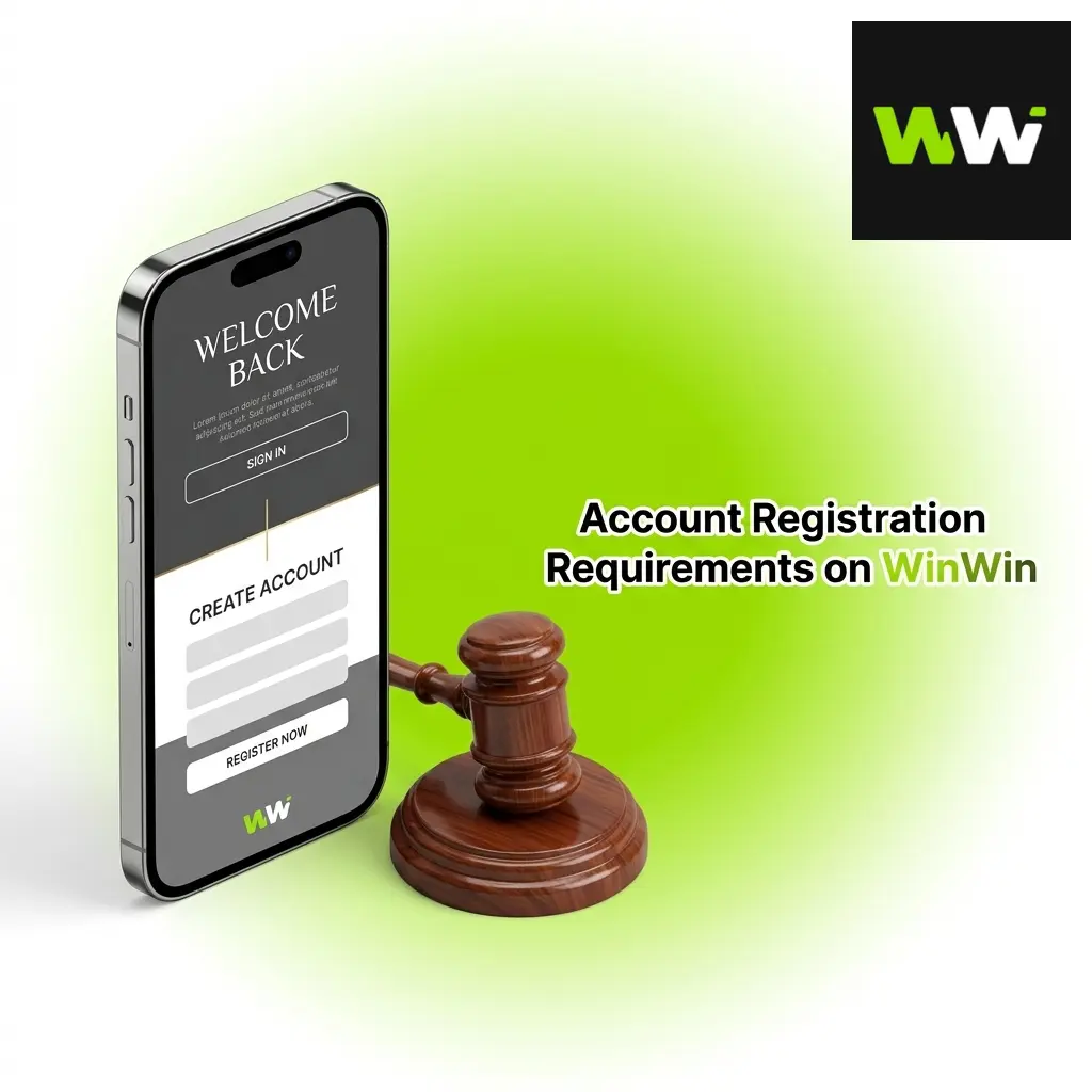 Person reviewing account registration requirements and terms on WinWin online platform