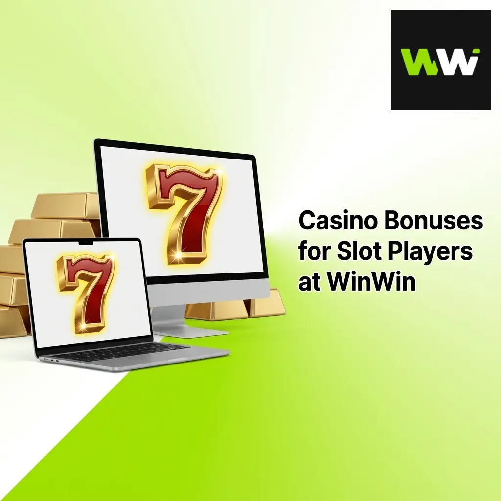 WinWin Casino slot player receiving bonus rewards with colorful slot machines and promotional offers displayed