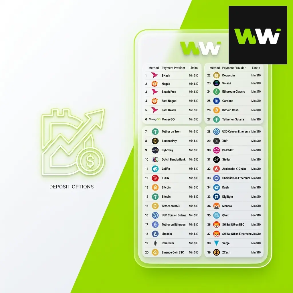 WinWin casino deposit methods including credit cards, e-wallets, and bank transfer payment options