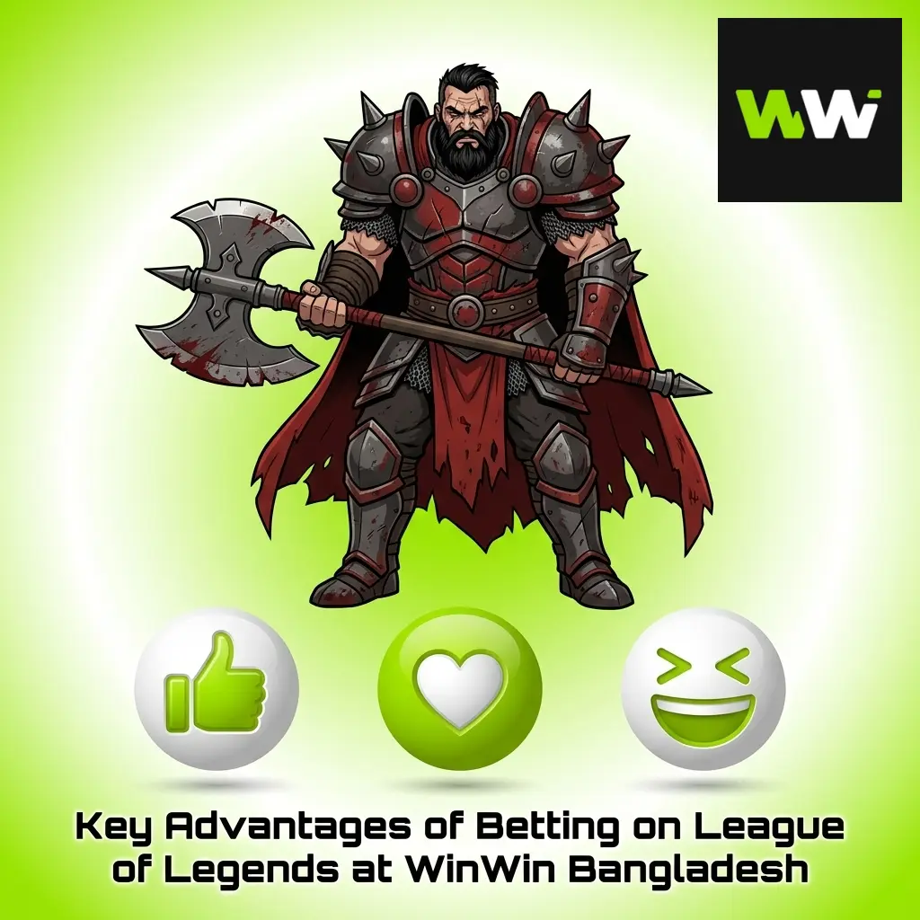 Colorful infographic highlighting key advantages of betting on League of Legends at WinWin Bangladesh esports platform