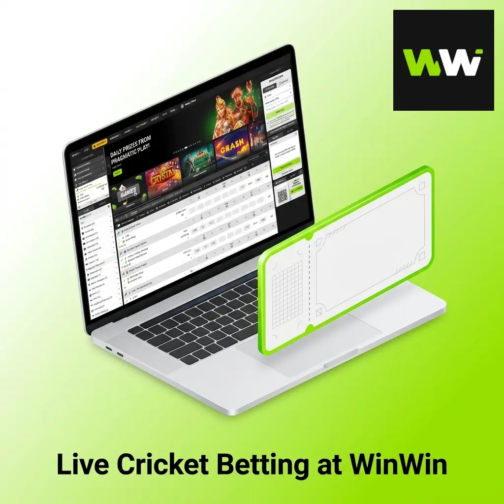 Live cricket betting interface at WinWin platform showing real-time odds, match scores, and wagering options