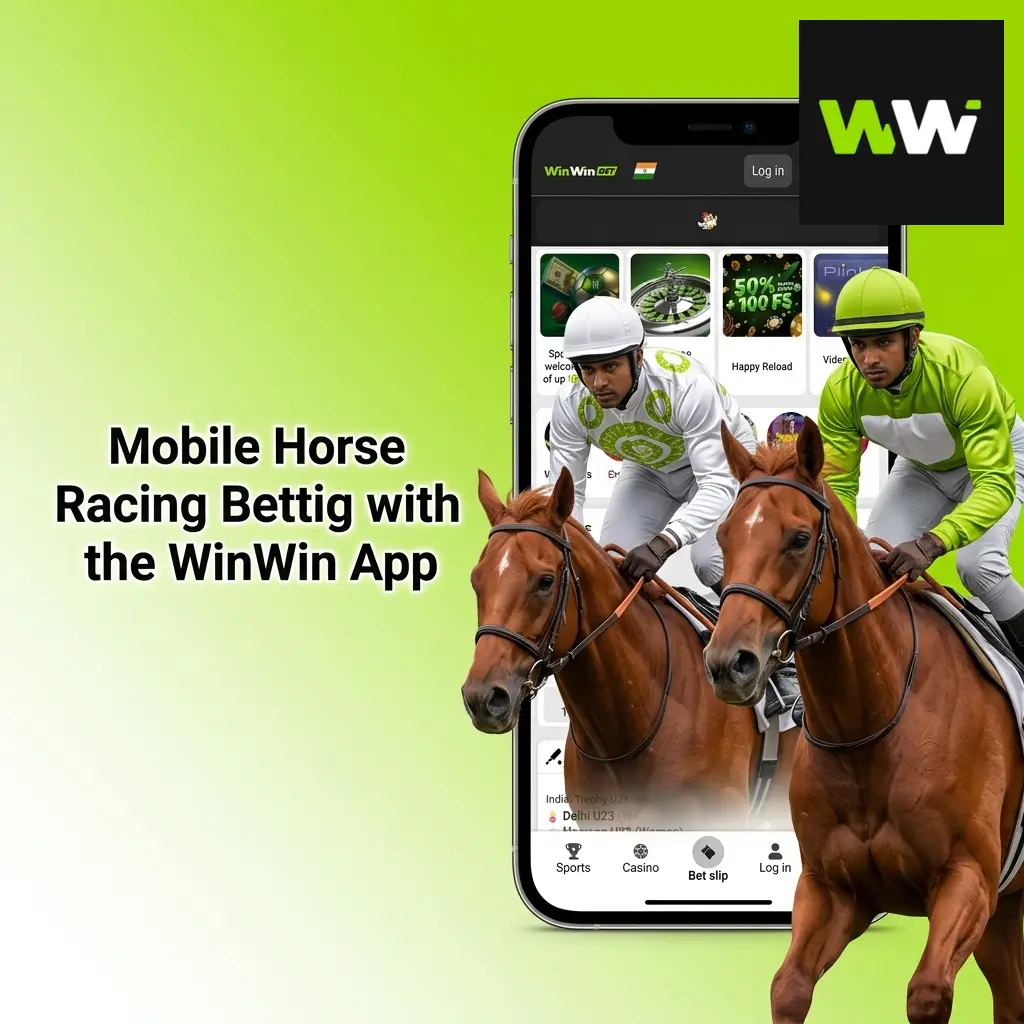 WinWin app mobile horse racing betting interface showing live odds, race schedules, and easy wagering options on smartphone