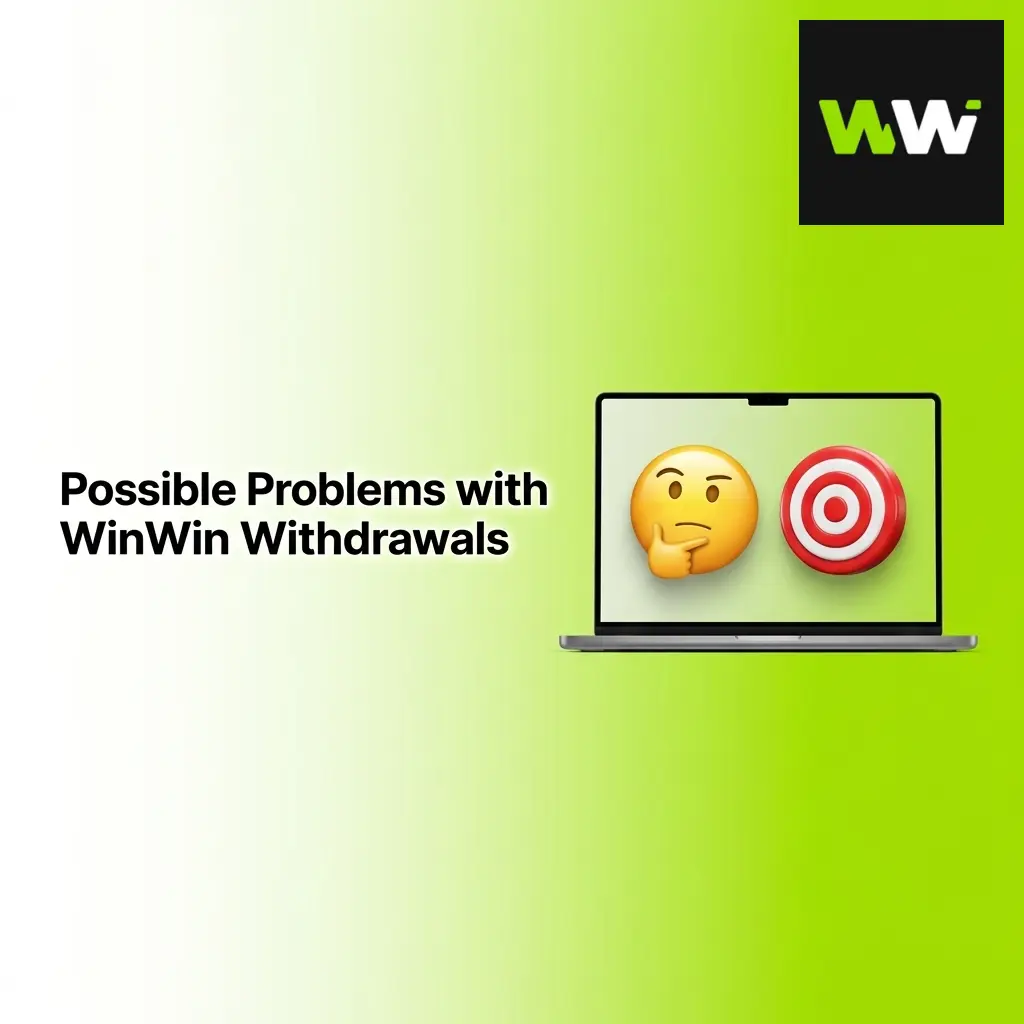WinWin withdrawal issues illustration showing common problems like failed transactions, delays, and account verification errors