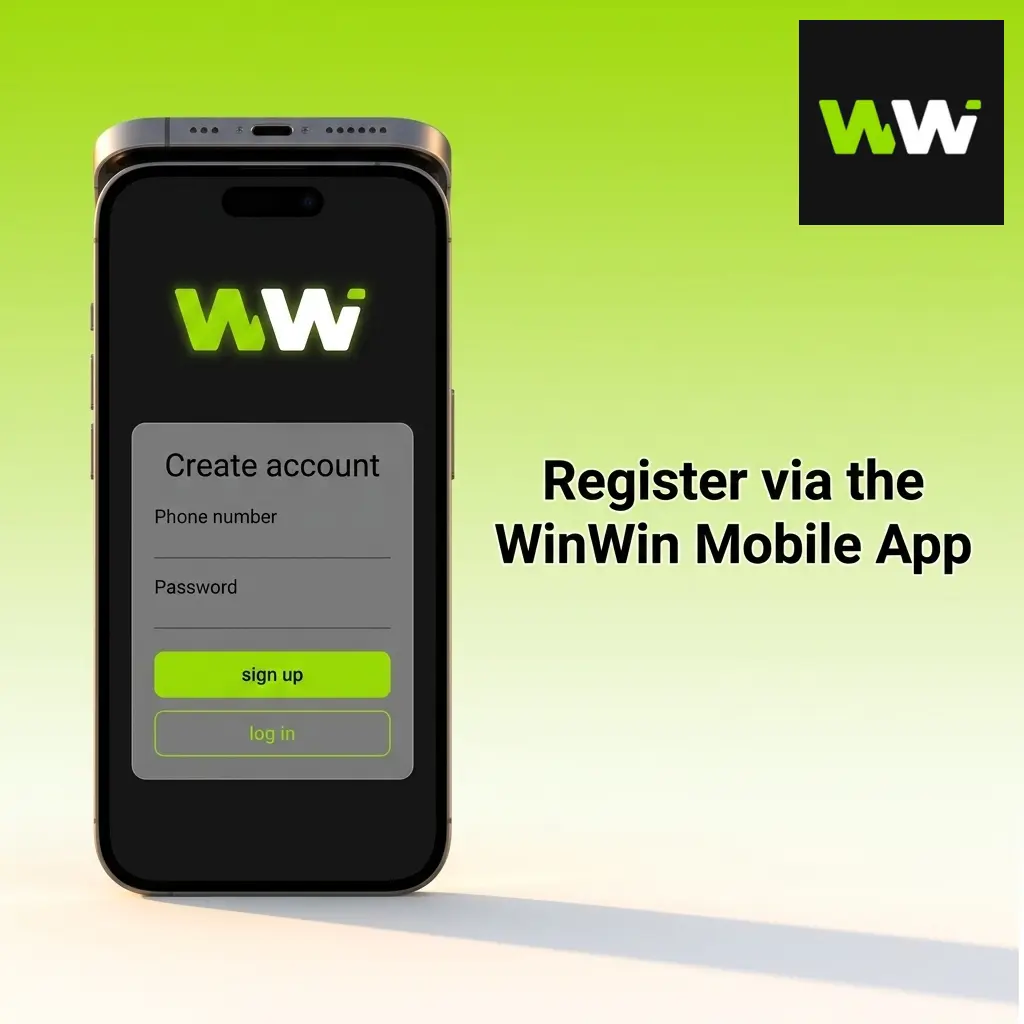 Person registering an account on the WinWin mobile app displayed on a smartphone screen