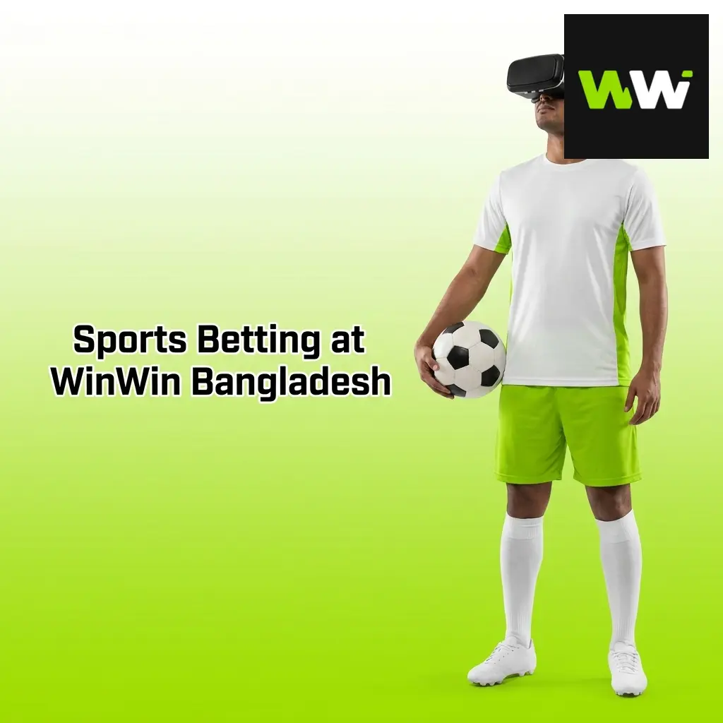 People placing sports bets on WinWin Bangladesh platform with football and cricket matches displayed on screen