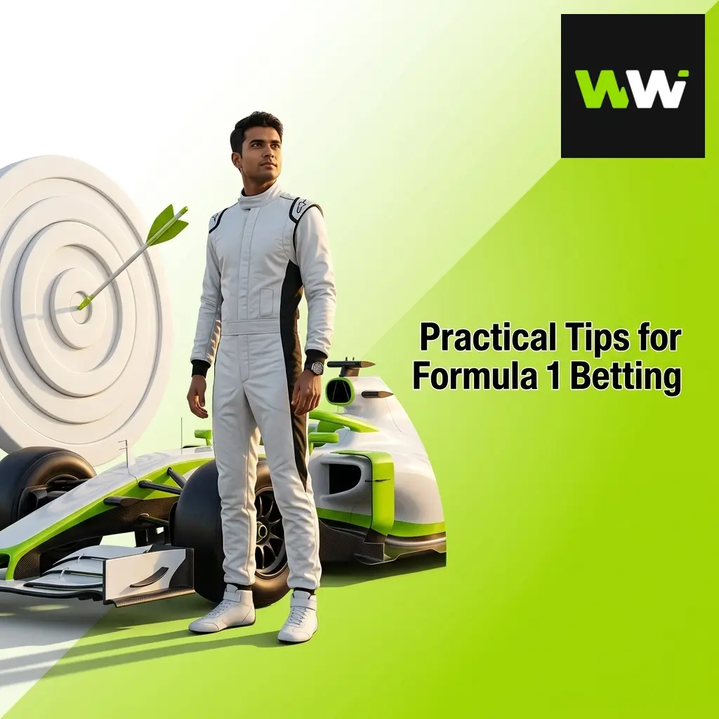 Formula 1 racing car on track with betting odds display, illustrating practical tips for F1 betting strategies