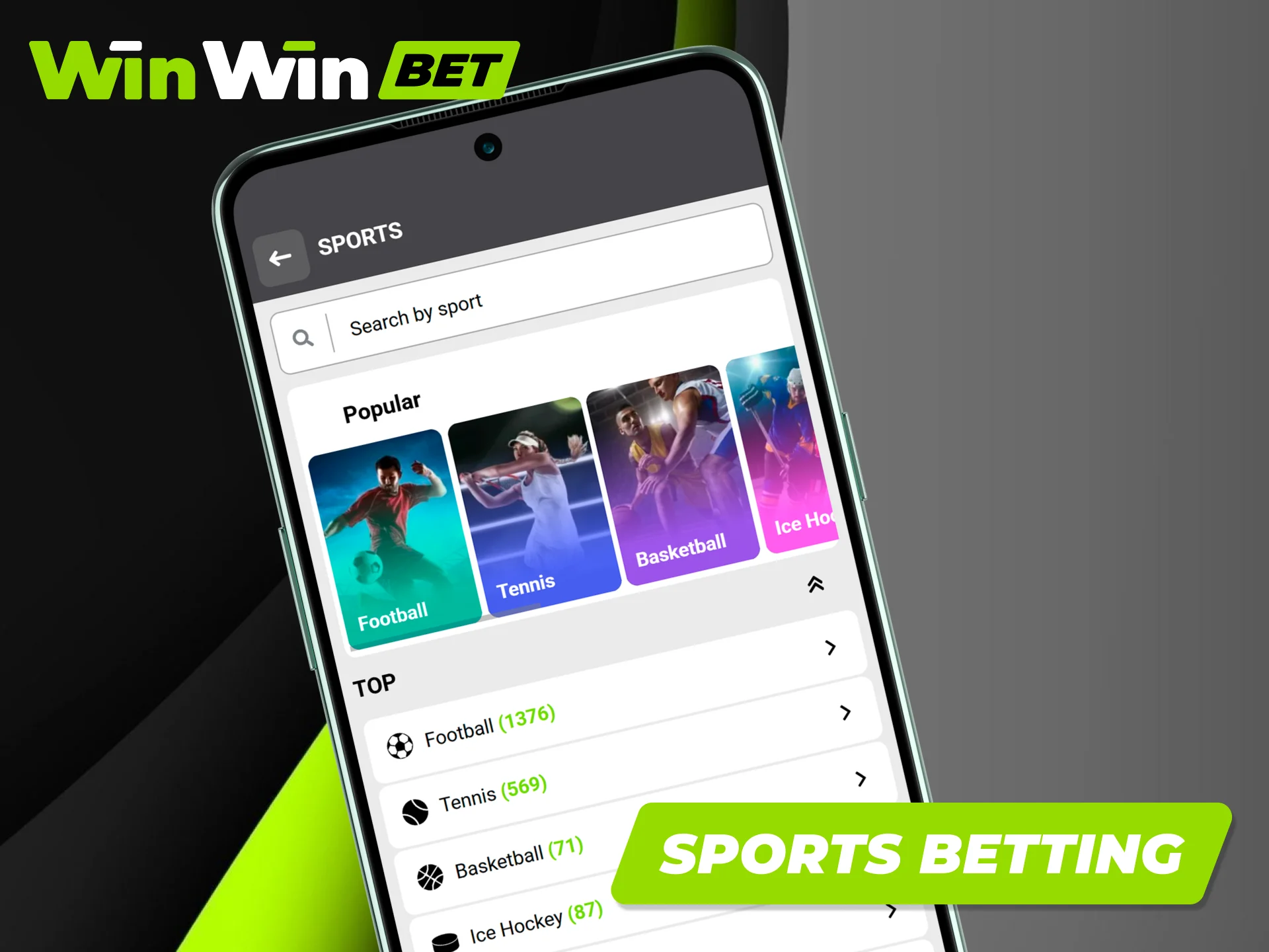 Start live sports betting on mobile screens with the Winwin app.