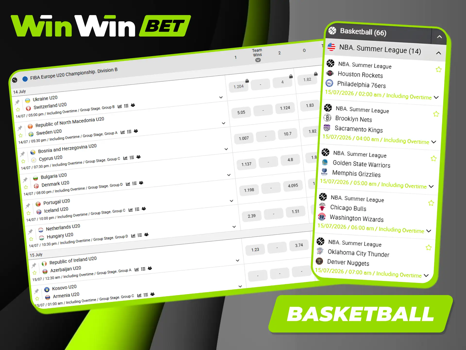 Enjoy competitive basketball bets and high limits available at the Winwin sportsbook.