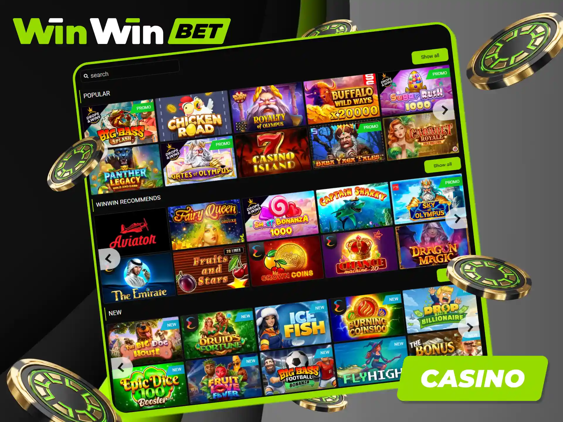 Play the best Winwin casino games and win substantial cash prizes online.