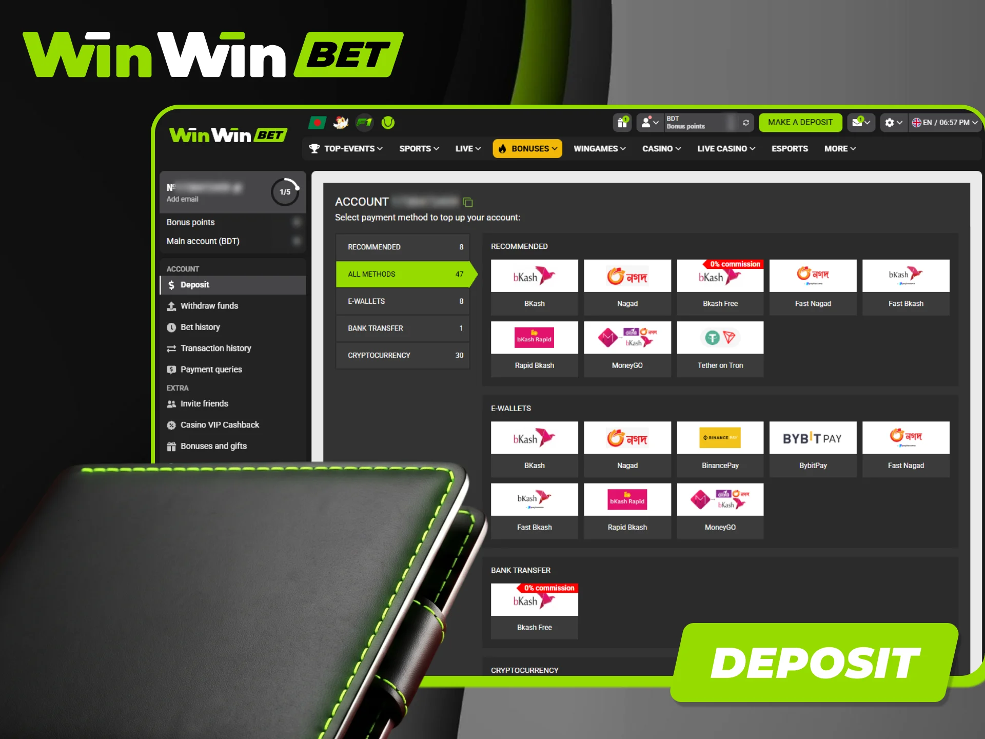 Learn how to make a safe deposit using secure payment systems at Winwin.