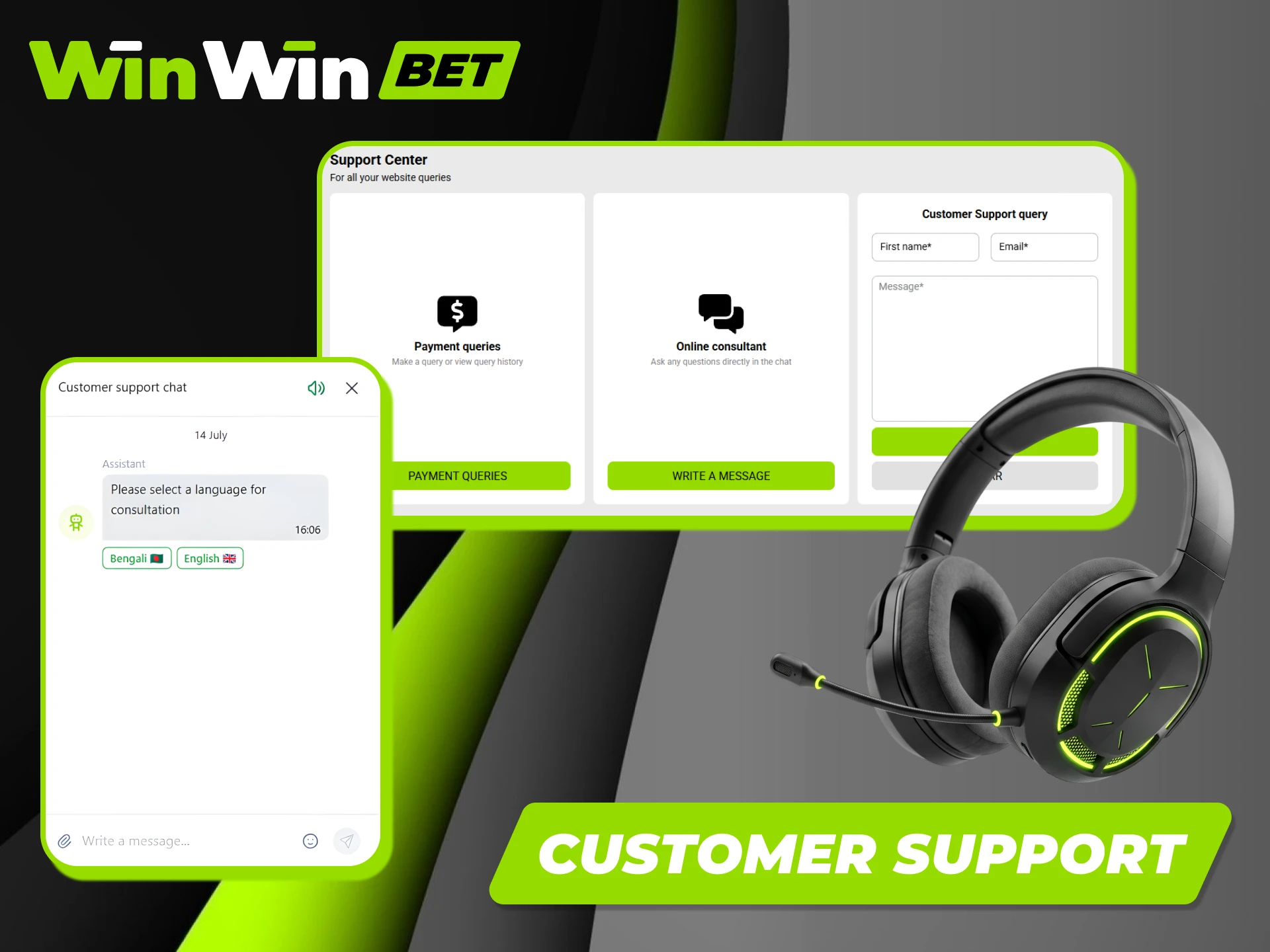 Contact the dedicated customer support team via live chat or email at Winwin.